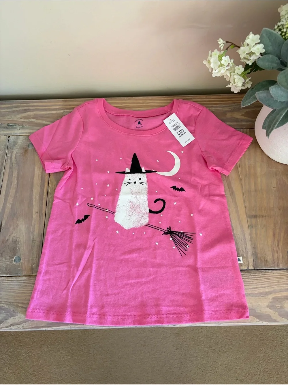 GAP Pink Halloween Witch Cat Graphic Tee 🐈‍⬛
